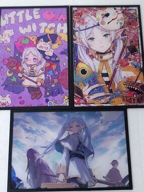 Frieren Chibi Fish Cloudy Card Anime Waifu Art Oversized Board A6 Lot of 3